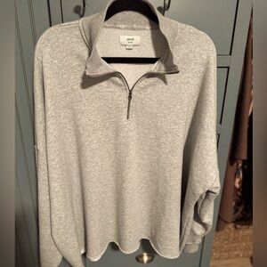 Aerie Grey Quarter Zip Pullover Sweatshirt | Heather Grey | XXL